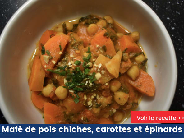Mafé de pois chiches, carottes et épinards
